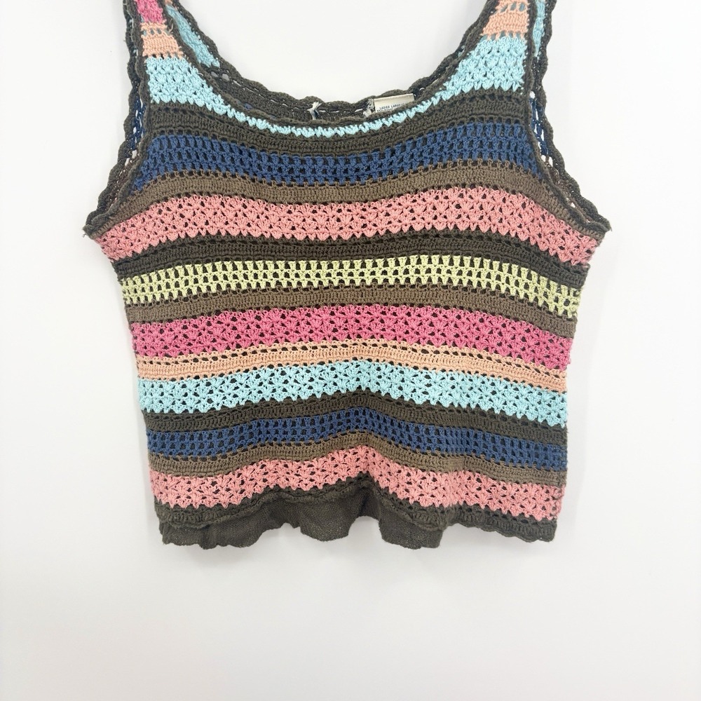 Vintage 90s Y2K Crochet Tank Top Large Festival Indie Boho Granola Cottage Fairy - Picture 4 of 6
